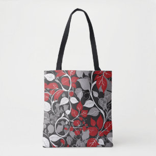 Bolsa Tote Design Elegante de Folha Vermelha e Preta