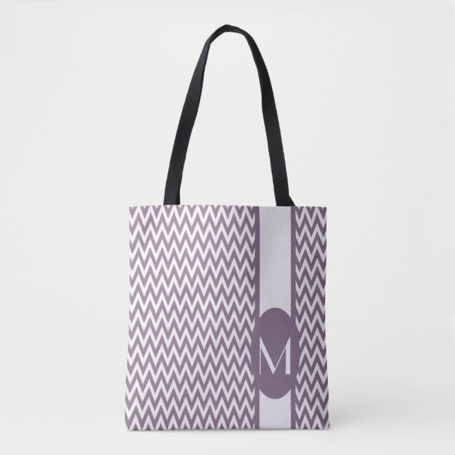 Bolsa Tote Design Elegante de lavanda Elegante de  com monogr (Frente)