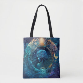 Bolsa Tote Design em Aquarela do Signo de Água - Aquário