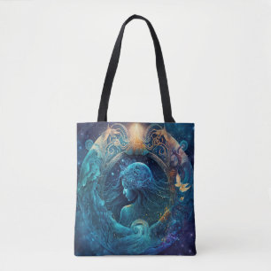 Bolsa Tote Design em Aquarela do Signo de Água - Aquário