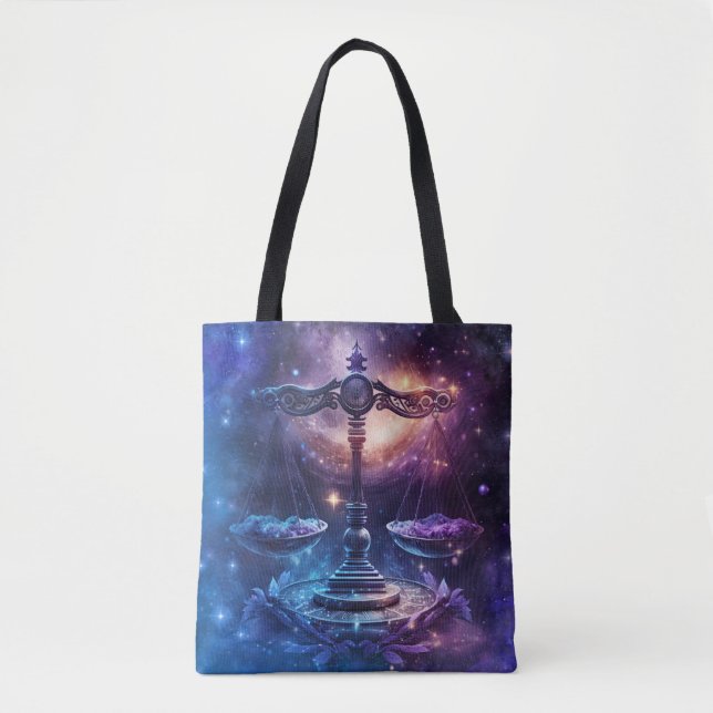 Bolsa Tote Design em Aquarela do Signo de Libra (Frente)
