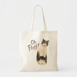 Bolsa Tote Design engraçado de gato cinza e branco chocado