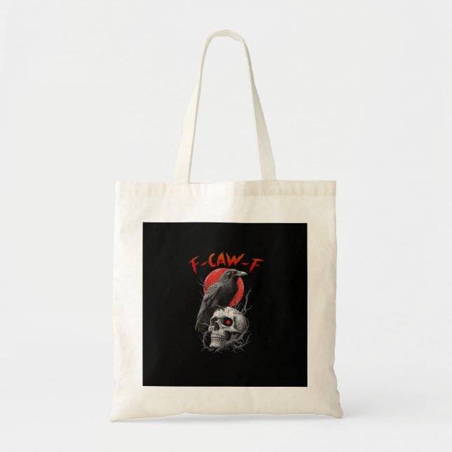 Bolsa Tote Design Estético Divertido de Corvo F-Caw-F (Frente)