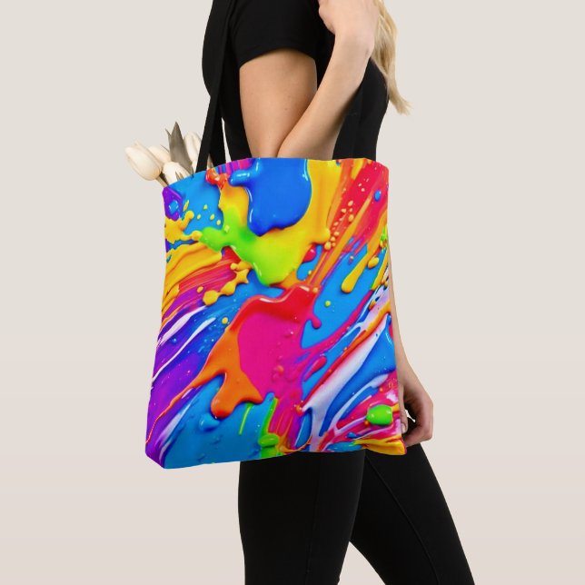 Bolsa Tote Design Explosão de Cor Vibrante (Close Up)