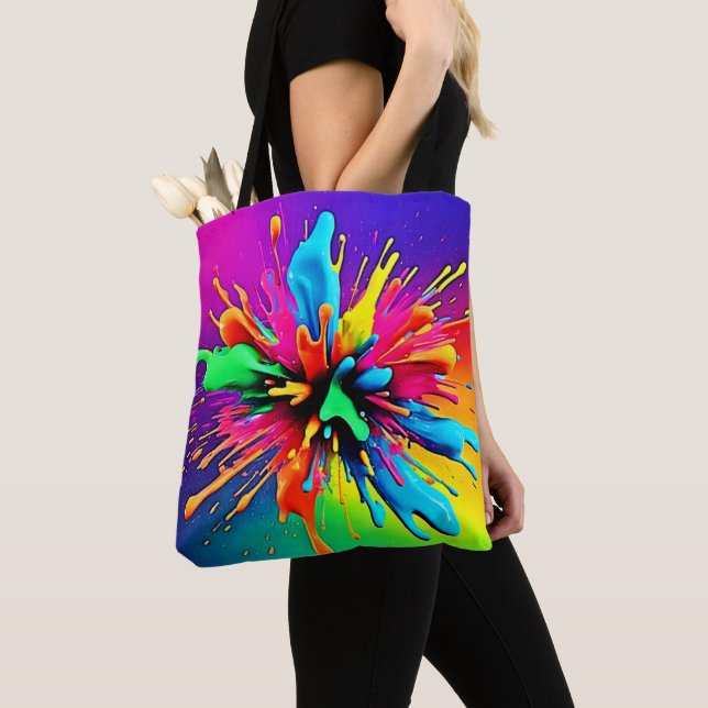 Bolsa Tote Design Explosão de Tinta Vibrante (Close Up)