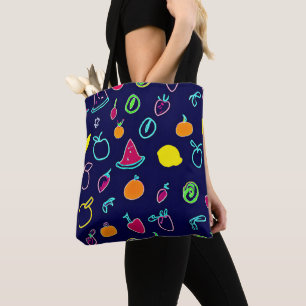 Bolsa Tote Design Fantasia de Frutas Coloridas