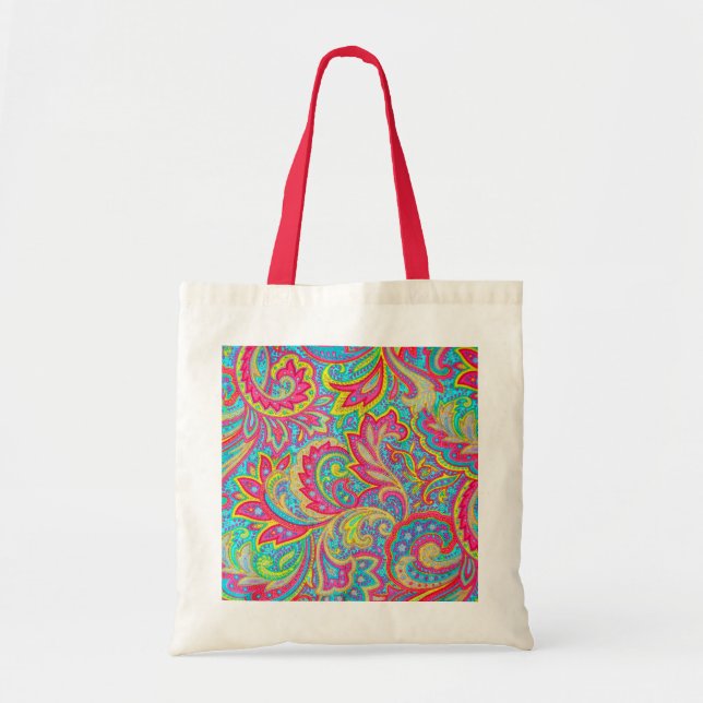 Bolsa Tote Design floral colorido e bonito (Frente)