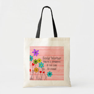 Bolsa Tote Design floral das citações do assistente social