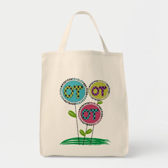 Bolsa Tote Design floral das sacolas da terapia ocupacional (Frente)