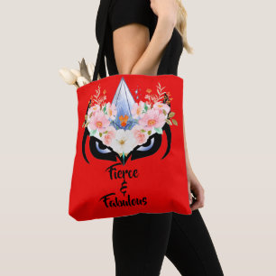 Bolsa Tote Design floral de coruja feroz e fabulosa
