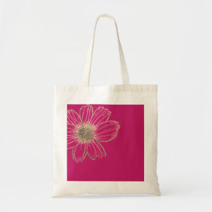 Bolsa Tote design Floral de ouro Rosa