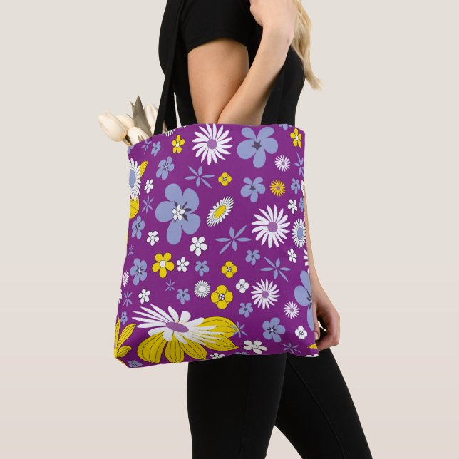 Bolsa Tote Design floral do roxo da sacola (Close Up)