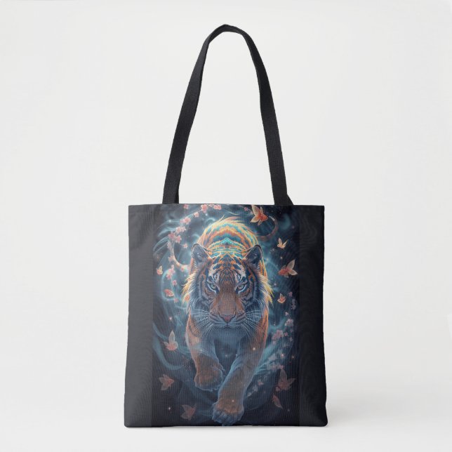 Bolsa Tote Design Floral e Sonho de Koi (Frente)