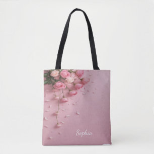 Bolsa Tote Design Floral Elegante com Pink Pastel Suave