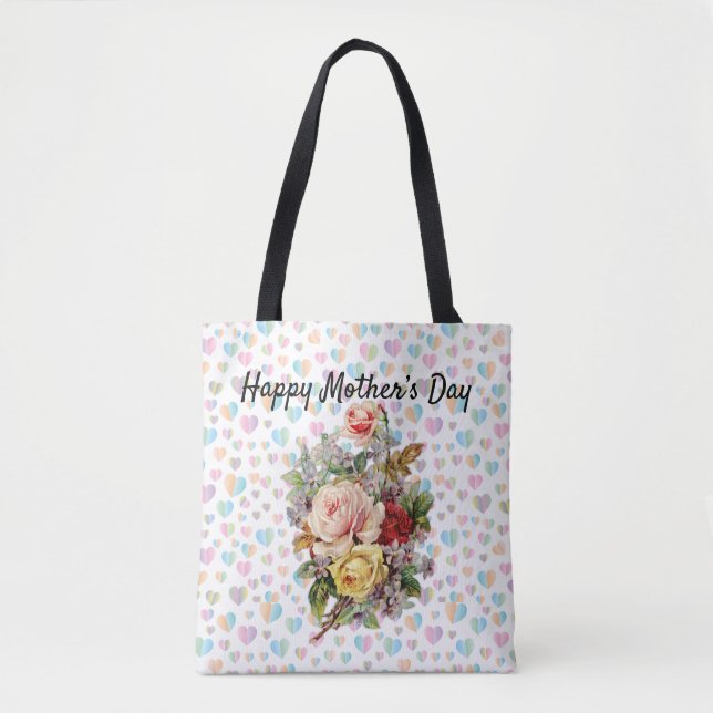 Bolsa Tote Design Floral Elegante do Dia da Mãe (Frente)