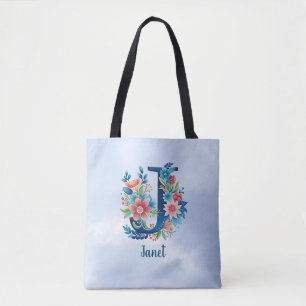 Bolsa Tote Design floral MODELO do monograma 'J'