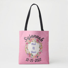 Bolsa Tote Design Floral Wreath Maid-of-Honor