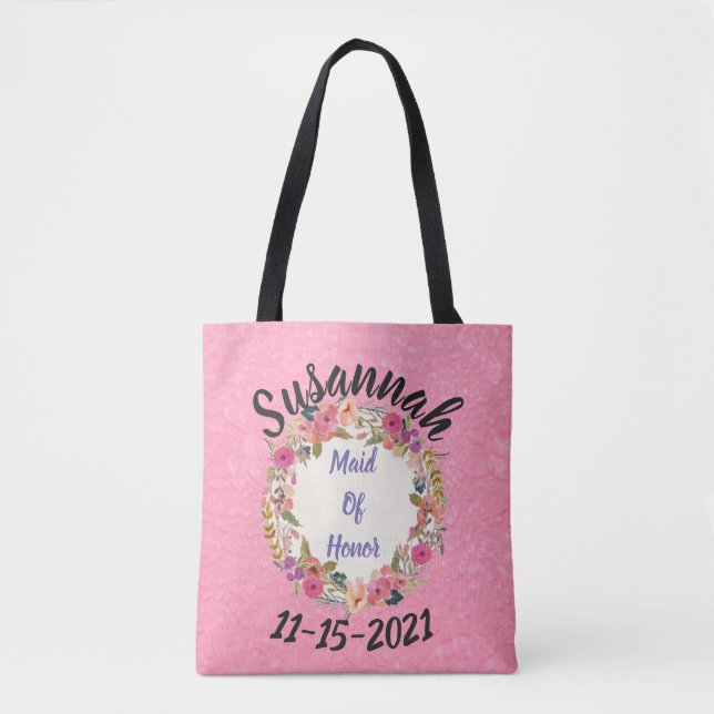 Bolsa Tote Design Floral Wreath Maid-of-Honor (Frente)