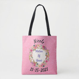 Bolsa Tote Design Floral Wreath Matron-of-Honor
