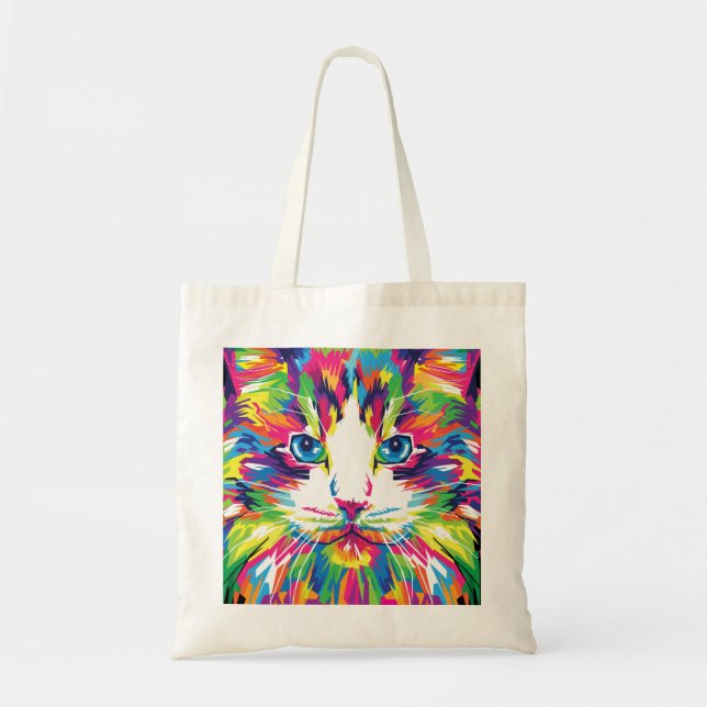 Bolsa Tote Design Gato Face Geométrica Prismática - 32453 (Frente)