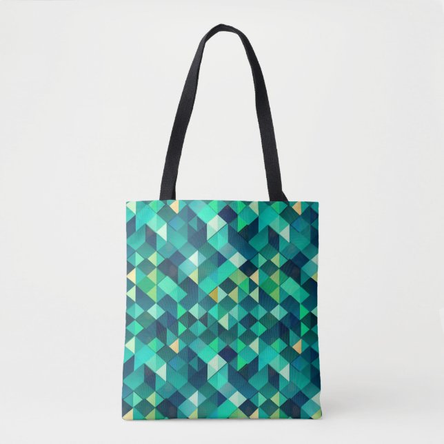 Bolsa Tote Design geométrico com tons verdes (Frente)