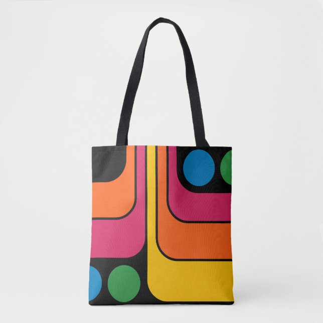Bolsa Tote Design Geométrico Estilo Retro Mod Anos 70 (Frente)