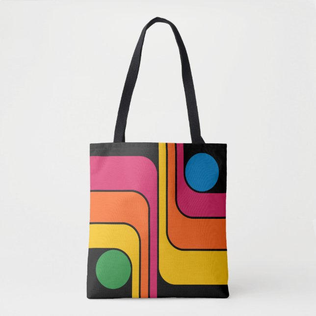 Bolsa Tote Design Geométrico Estilo Retro Mod dos Anos 70 (Frente)