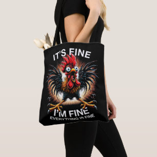 Bolsa Tote Design Gráfico Divertido Tudo Bem Estou Bem Estran