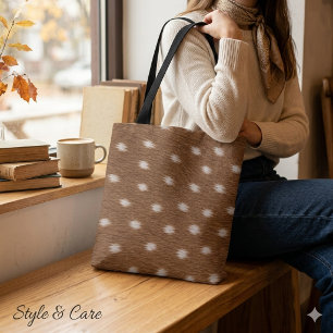 Bolsa Tote Design Moderno de Textura de Pele de Veado Médio e