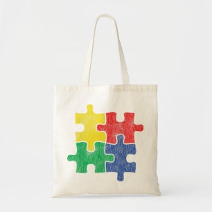 Bolsa Tote Design para Awarenes Autismo em Cute Vintage
