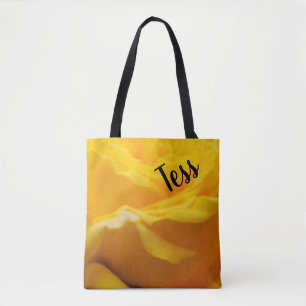 Bolsa Tote Design personalizado da flor do rosa amarelo