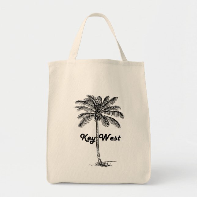 Bolsa Tote Design preto e branco de Key West Florida & da (Frente)