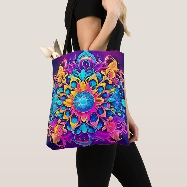 Bolsa Tote Design Psychedelic Mandala (Close Up)