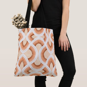 Bolsa Tote Design Retro Arco-íris em Pastel Rust e Deserto