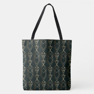 Bolsa Tote Design retrô clássico em preto e Dourado