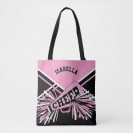Bolsa Tote Design rosa, Cheerleader preto e branco