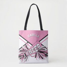 Bolsa Tote Design rosa, Cheerleader preto e branco
