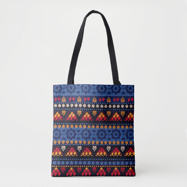 Bolsa Tote Design Tribal: Padrão Multifuncional Sem Olhos. (Frente)