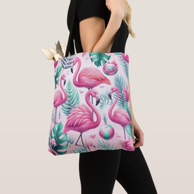 Bolsa Tote Design tropical Flamingo rosa (Close Up)