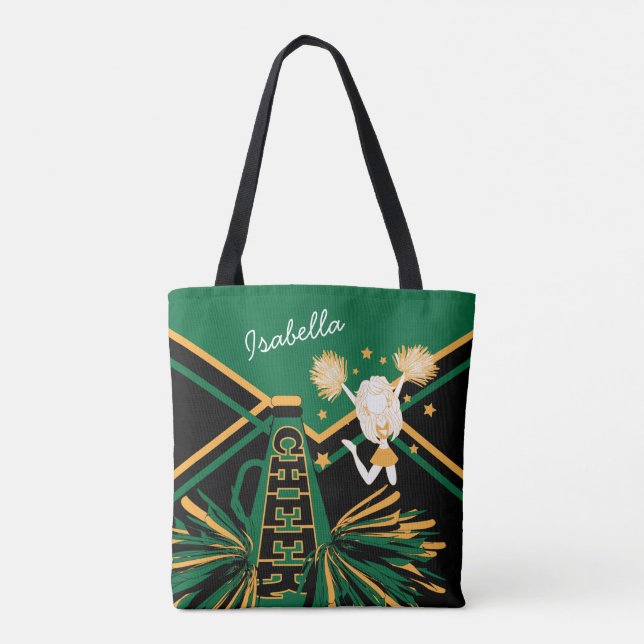 Bolsa Tote Design verde, preto e Dourado bonito do (Verso)