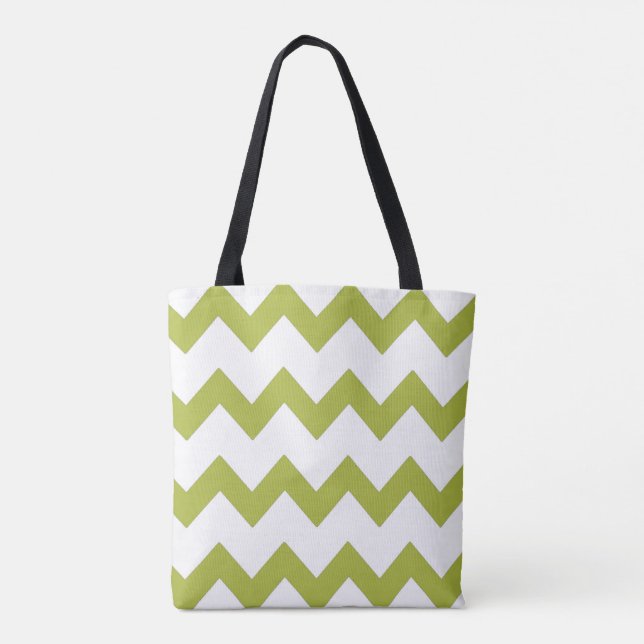 Bolsa Tote Design verde-verde-azul-zigzag (Verso)