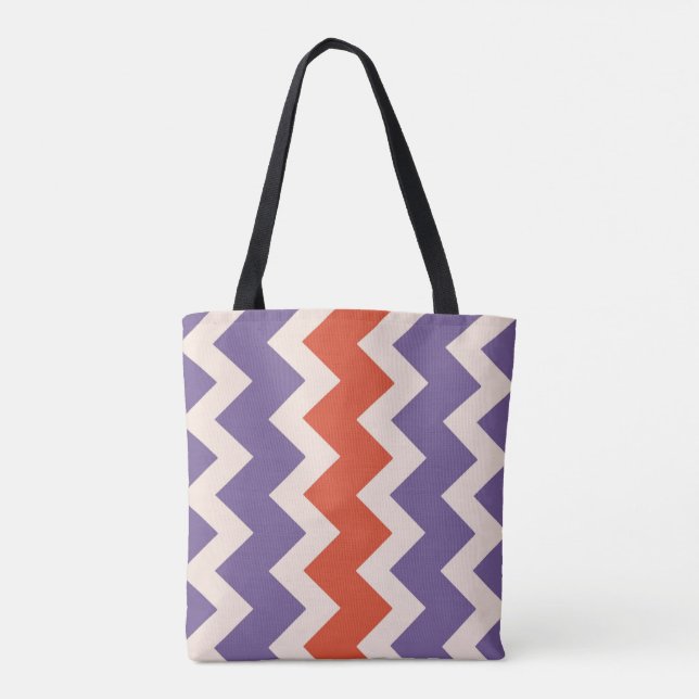 Bolsa Tote Design zigzag Chevron em cores naturais (Verso)