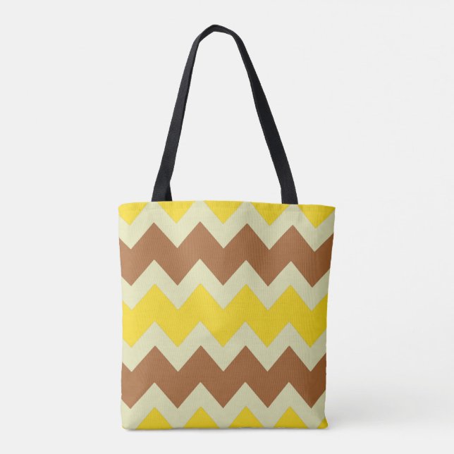 Bolsa Tote Design zigzag Chevron em cores naturais (Verso)