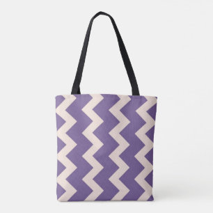 Bolsa Tote Design zigzag Chevron em roxo e rosa pálido