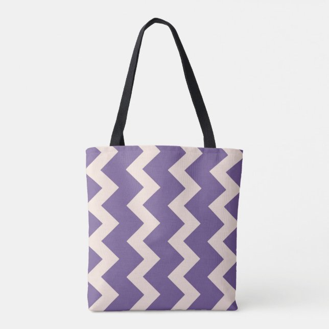 Bolsa Tote Design zigzag Chevron em roxo e rosa pálido (Verso)