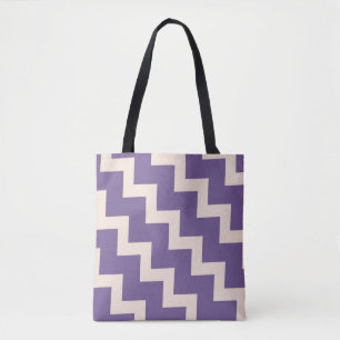 Bolsa Tote Design zigzag Chevron em roxo e rosa pálido