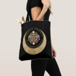 Bolsa Tote Designer de Joias Celestial Mística Moon<br><div class="desc">Uma elegante lua lunar mística,  estilo celeste,  faz as fases de joalharia,  designer de negócios,  promocional de design de bolsa,  com um pentáculo,  fases luas e florais,  com seu nome e companhia ou ocupação cercando o design celeste.</div>