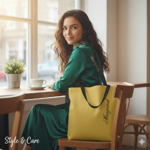 Bolsa Tote Designer de Nome Personalizado Metálico Dourado