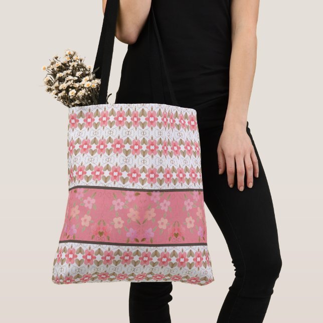 Bolsa Tote Designer Floral Rosa (Close Up)