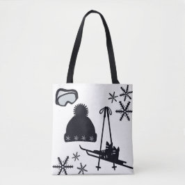 Bolsa Tote Designs de inverno preto e branco.